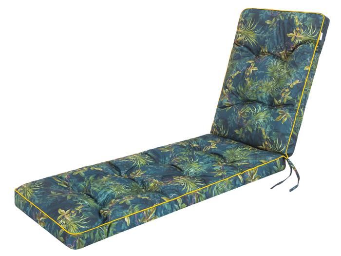 Coussin Transat Jardin Vert Prairie Hugo 201x55 cm Support Optimal pour Détente en Extérieur Résistant et Facile à Nettoyer
