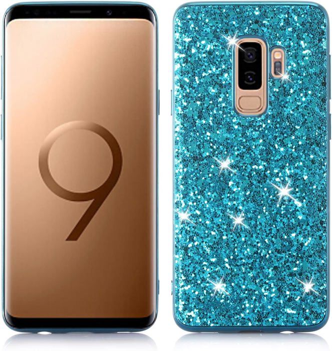 Coque Samsung Galaxy S9/S9 Plus, ?�tui souple en silicone paillet?� brillant, protection PC 