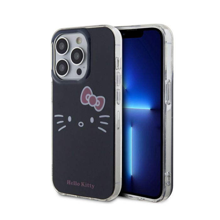 Hello Kitty Coque de téléphone - iPhone 14 Pro Max - Noir - Design original - Rigide