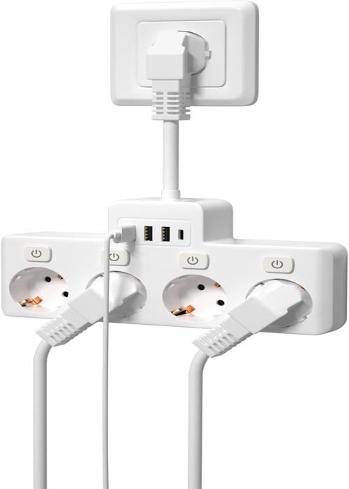 Acheter TESSAN Multiprise D'extension De Prises Européennes Avec 1/3 Prises CA, 2 Ports De Charge USB Et Interrupteur Marche/arrêt, Prise Murale Européenne Pour La Maison, Le Bureau, Les Voyages