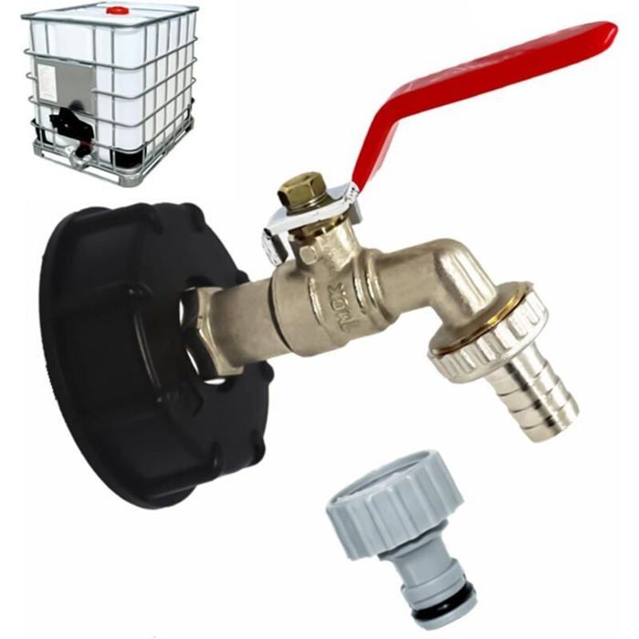 Robinet Et Adaptateur IBC 3/4'' – Raccord Fileté S60x6 Pour Cuve 1000L, étanche, Avec Joints Et Ruban