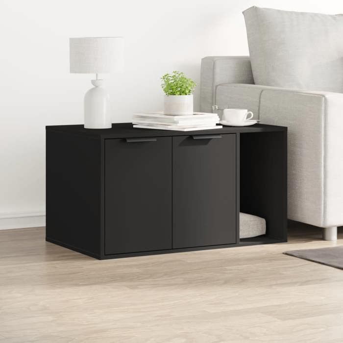 Comparer les prix de Meuble de bac à litière pour chat noir bois d'ingénierie SQZR287635 - BELLE MAISON DECO
