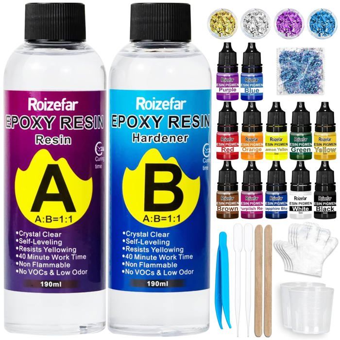 DaKuan 36 couleurs de paillettes pour résine époxy, kit d'art de