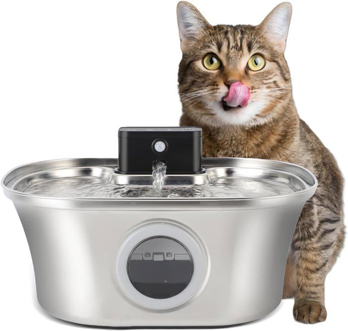 Meilleurs prix pour Fontaine Eau Chat3.2L Fontaine A Eau Chat Sans FilDistributeur DEau En Acier Inoxydable Pour Animaux De Compagnie