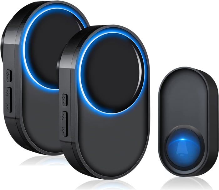 Sonnette sans fil 2 récepteurs,kit sonnette de porte sans fil 400M ...