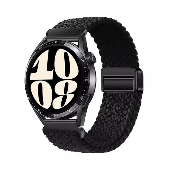INF Bracelet de montre magnétique en nylon tissé noir de 22 mm pour GT5/4