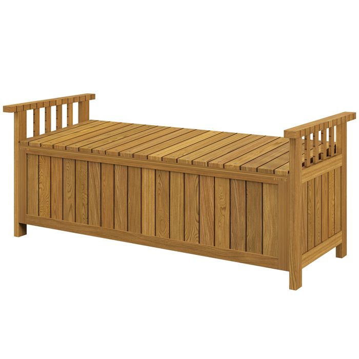 Banc de jardin - Outsunny - 2 places - rangement de 151L - accoudoirs - en bois - charge 240 kg - 1285 x 52 x 535 cm - marron