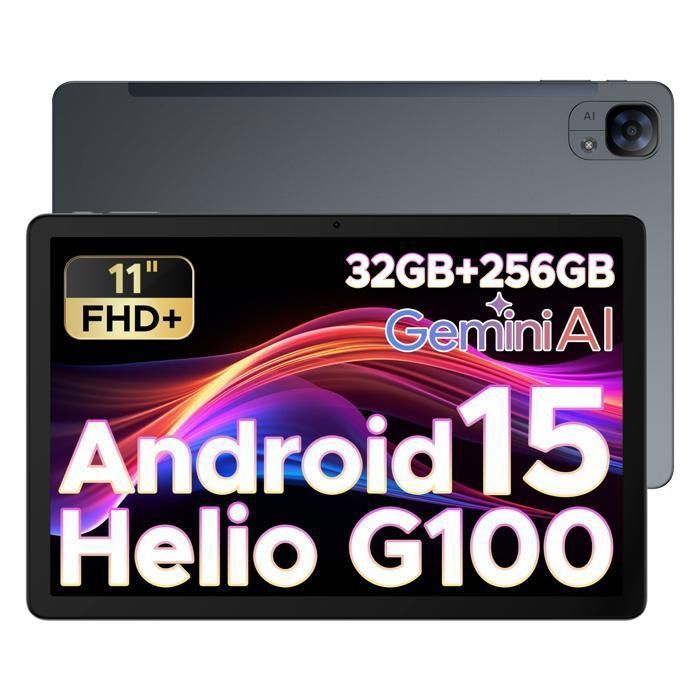 Tablette tactile DOOGEE TAB E3 11 Android 15 256Go ROM 32Go RAM Helio G100 double SIM 4G WIFI batterie 8800mAh 13MP – GRIS