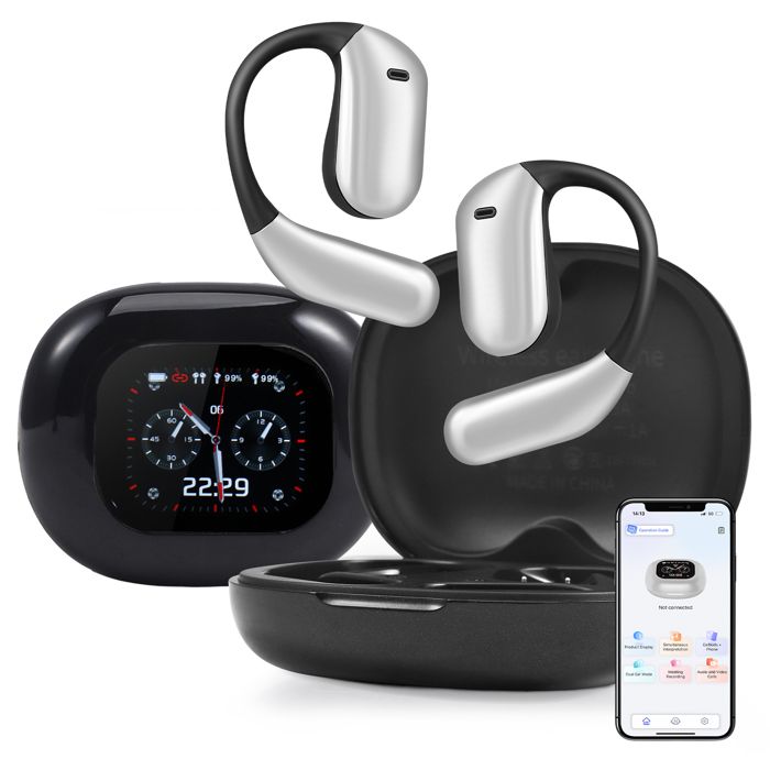 Casque Traducteur En Temps Réel Avec Écran Tactile LCD - 144 Langues, 3 En 1 Pour Voyages Et Affaires (Gris Foncé)