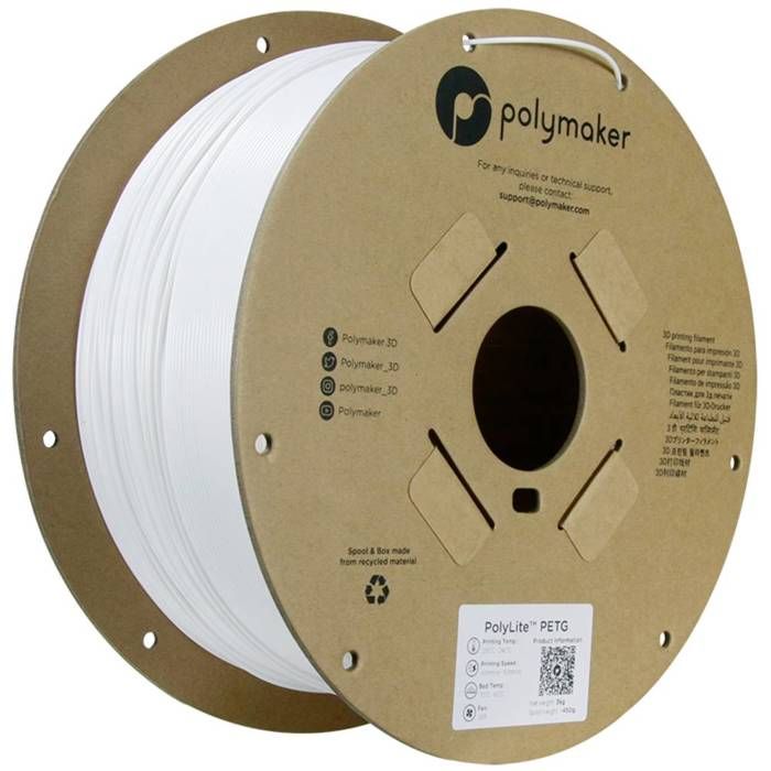 Polymaker PB01052 Filament PETG résiste à la chaleur résistance élevée à la traction 1.75 mm 3000 g blanc PolyLite™ 1