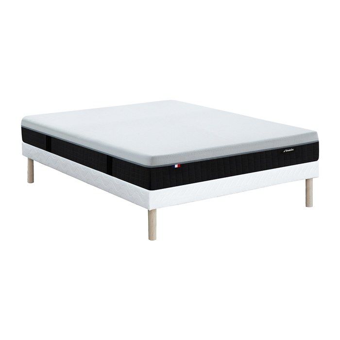 Ensemble 140 x 190 cm sommier tapissier + matelas hybride anti-feu ressorts ensachés 7 zones mémoire de forme et latex ép.28cm - Ensemble 140 x 190 cm sommier tapissier + matelas hybride anti-feu ressorts ensachés 7 zones mémoire de forme et latex ép.28cm -