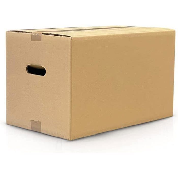 Packer PRO Lot De 10 Boîtes En Carton Pour Déménagement Et Rangement Avec Poignées Et Ruban Adhésif, Carton Ultra Résistant, 430 X 300 X 250 Mm