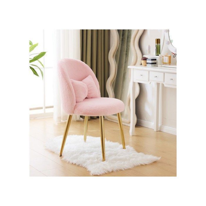 ALIGHTUP Chaise de Repas en Velours Chaise Coiffeuse Pour Cuisine Salle à Manger Siège Rembourré coussin à ruban rose