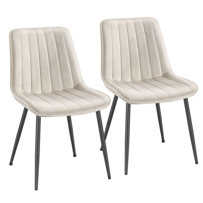 Chaise Salle à Manger - SONGMICS - Lot de 2 - Ergonomique - Pieds Métal - Beige Cappuccino et Noir