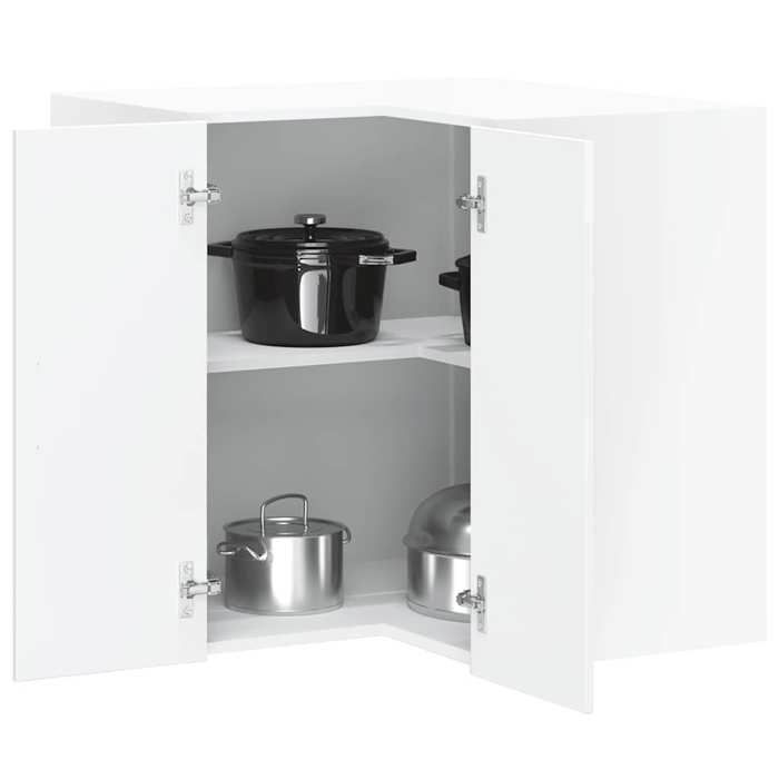 Blanc Vitrine murale dangle de cuisine - Meuble pour cuisine - Étagère de cuisine Porto blanc brillant[344324]