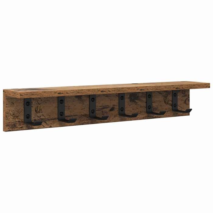 “Winter SaleTOP Étagères muraleensemble élégant Marron - Porte-manteau mural Bois ancien 60x10.5x10.5cm PRO86484