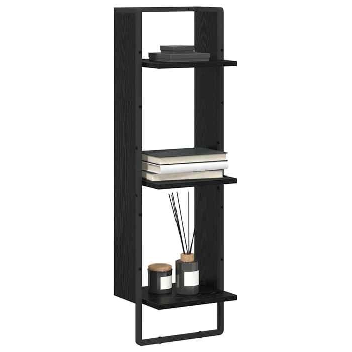 ABBO-SALE*Armoire flottante JILLS - Cabinet/ Étagère Murale Chêne noir 30 x 25 x 100cm - Bois dingénierie SOL326070