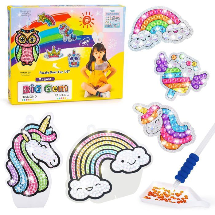 Cadeau Fille 5-10 Ans: Diamond Painting Licorne - Jouet et Activités Manuelles pour Enfants - Loisirs Créatifs DIY Lampe Veilleuse LED - Idée Cadeau Anniversaire