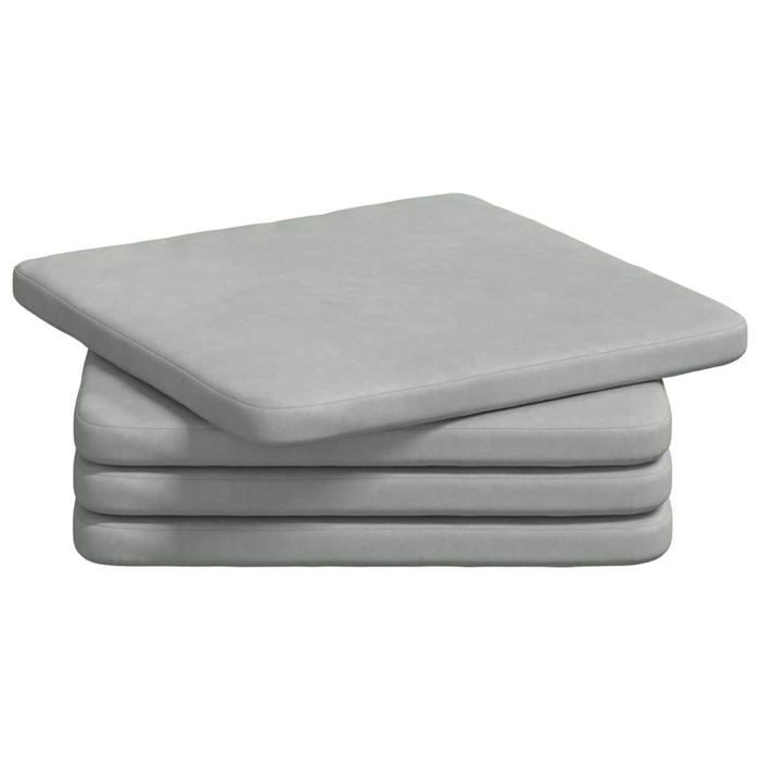Coussin de siège en velours - vidaXL - Gris clair - 40x40x3 cm - Housse amovible - Mousse - Utilisation intérieure