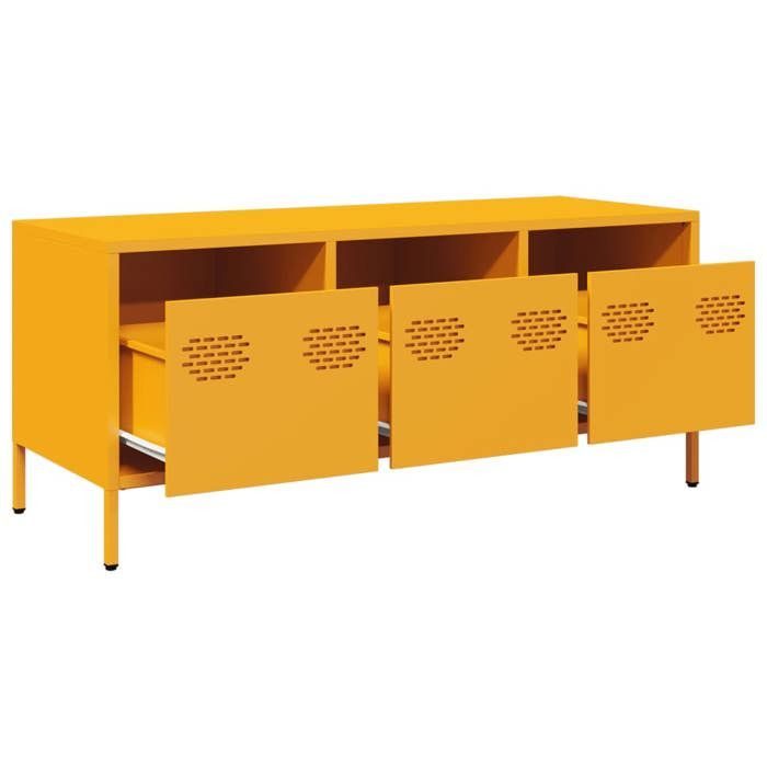NEUF Armoire TV - Jaune - Meuble TV - TABLE TV - jaune moutarde 101 5x39x43 5 cm - acier laminé à froid TT4928
