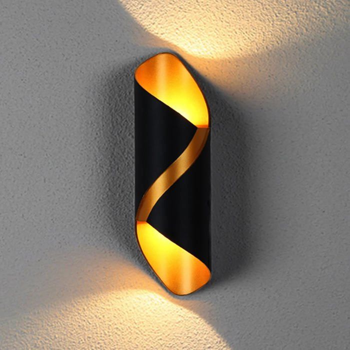 Moderne Applique Murale LED Interieur 10W Spirale Exterieur Up Down Lampe Murale en Métal 3000K