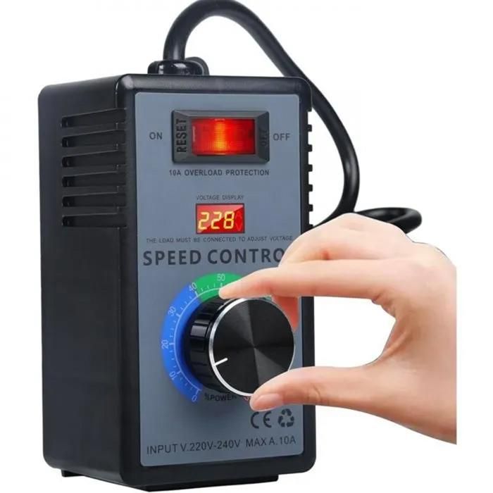 Variateur de Vitesse Moteur 220V AC 10A 4000W Contrôleur de Vitesse Ventilateur Régulateur SCR