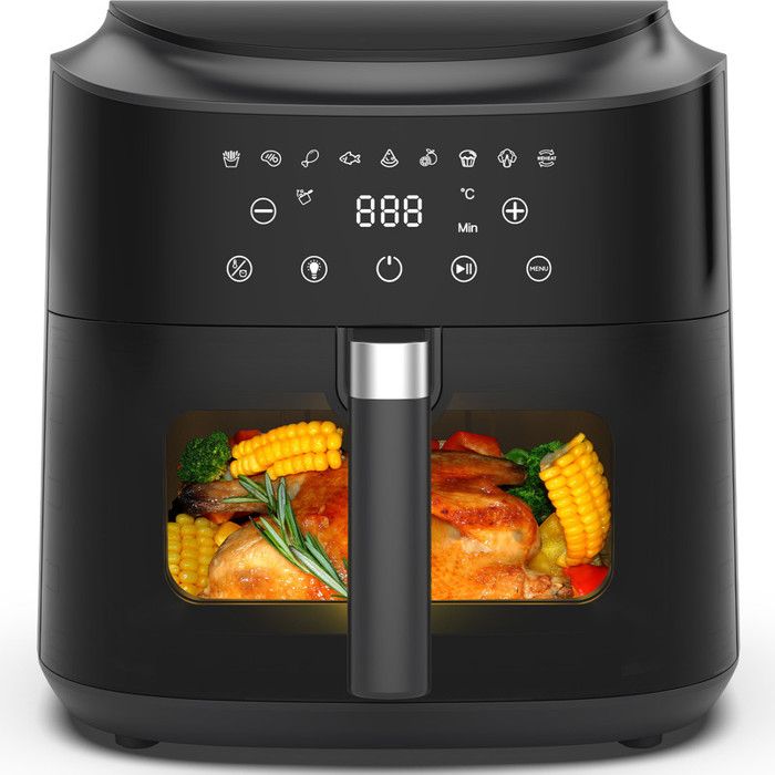Friteuse à Air Airfryer XL 9L 2350W Écran Numérique 9 Fonctions Fenêtre Lumineuse Cuisson Peu Grasse ou Sans Huile - Aoucheni