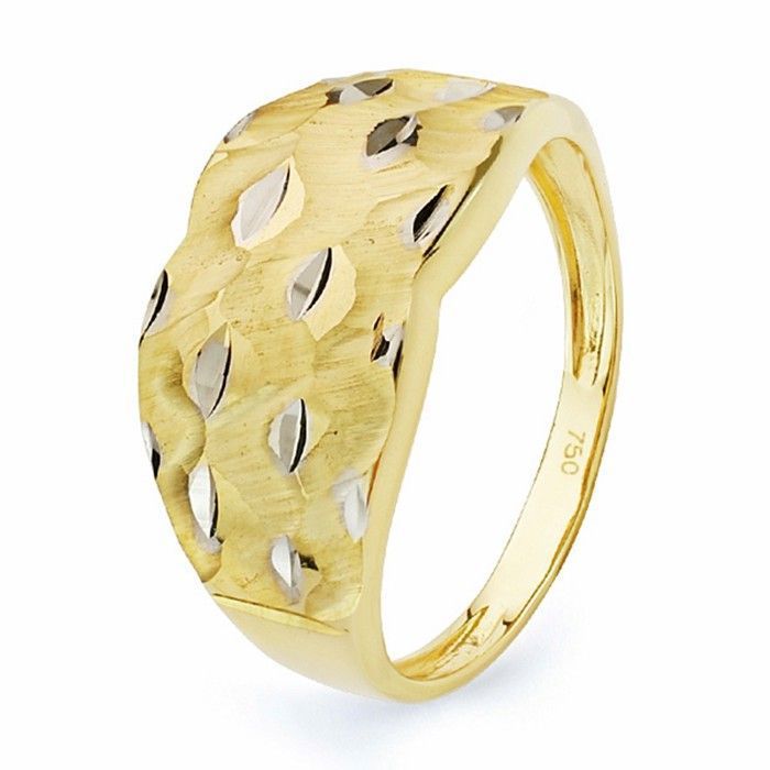 Bague en or bicolore 18 carats avec détails sculptés