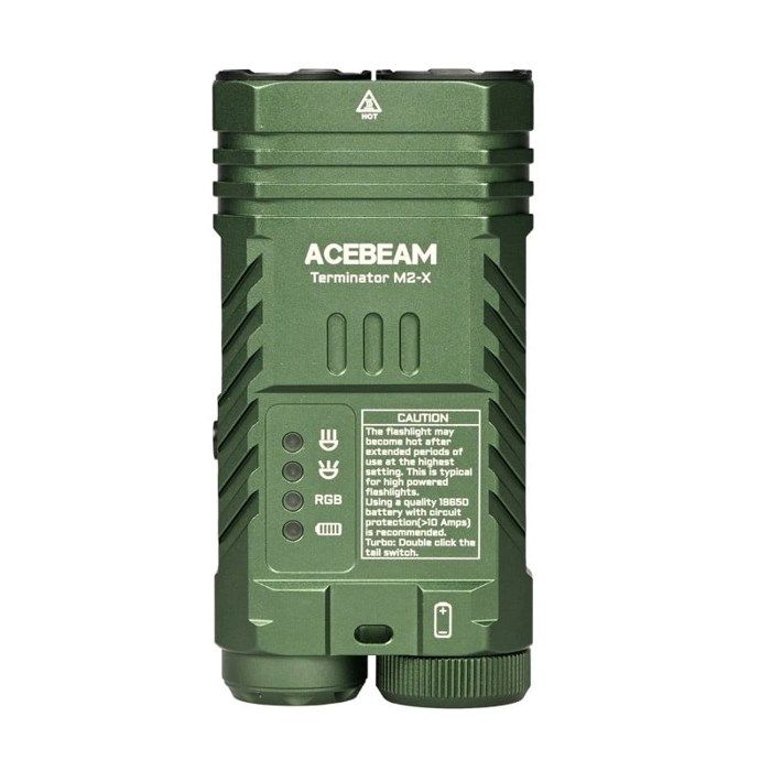 Lampe de poche tactique - AceBeam - M2-X - Lumière verte - IP68 - Rechargeable USB-C - Batterie 18650