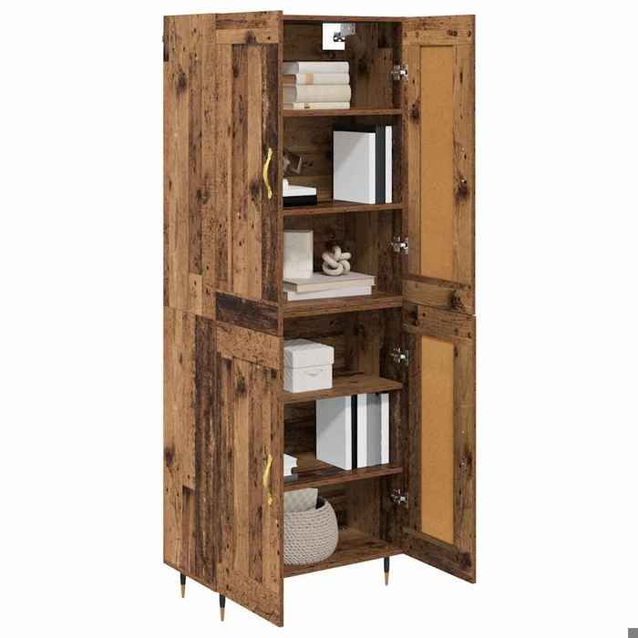 Vaisselier de cuisine - Marron - Haut Armoire - SWEETY - avec rangement - Bois ancien - 695x34x90cm - Bois dingénierie LH3771976