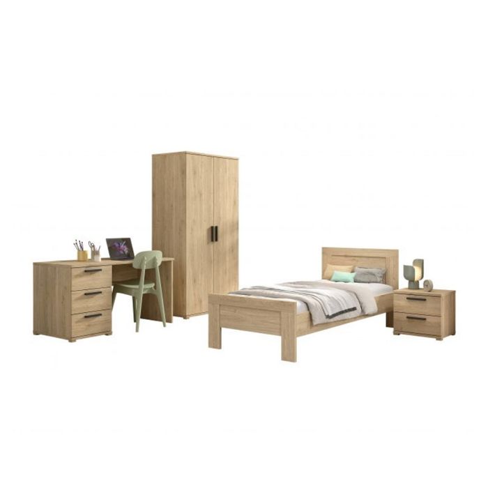 Ensemble chambre - VIPACK - SAM - Lit 90x200 cm - Aspect bois chaleureux - Design minimaliste Ensemble chambre - VIPACK - SAM - Lit 90x200 cm - Aspect bois chaleureux - Design minimaliste