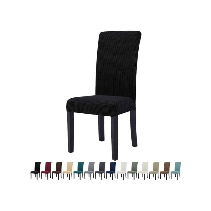 Extensible Housse De Chaise 2 Pièces Housse De Chaise Salle À Manger Universel Modern Doux Confortable Amovible Lavable，Noir