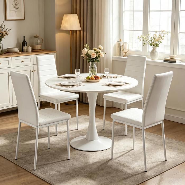 Lot de 4 Chaises de Salle à Manger - SUPFINE - Chaises de Cuisine Scandinave - Confortable Coussin Intégré - Salon Cuisine Bureau