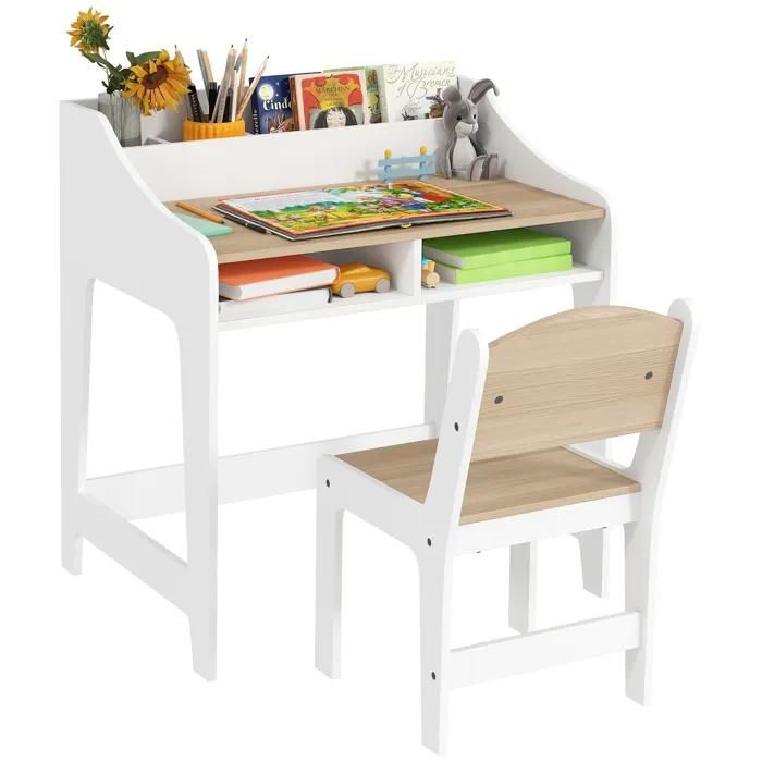 Maison Table chaise enfant de 3 à 8 ans rangements verticaux et tiroirs capacité charge table 25kg chaise 20kg