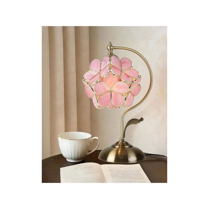 Lampe de table style Tiffany - Abat jour en verre Tiffany fait main Interrupteur intégré et cordon 1 5 m - Corail