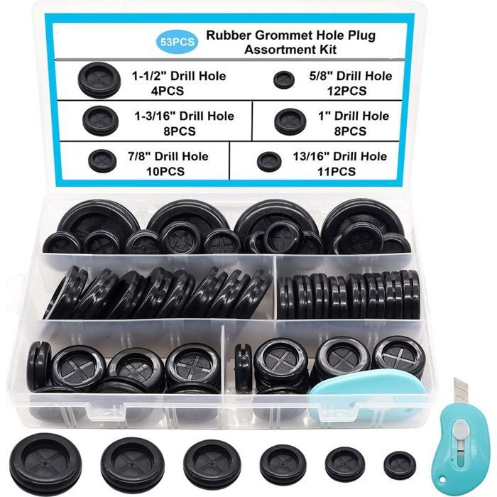 Kit Œillets Caoutchouc - MAX® - Étanche Auto - 53pcs 6 Tailles - Résistant Usure Chaleur Kit Œillets Caoutchouc - MAX® - Étanche Auto - 53pcs 6 Tailles - Résistant Usure Chaleur