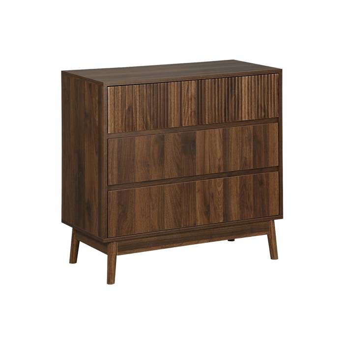 Commode de rangement décor bois de noyer. 3 tiroirs Commode de rangement décor bois de noyer. 3 tiroirs