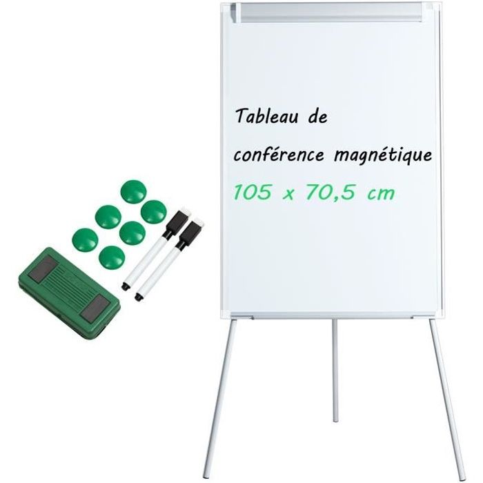 XMTECH Tableau blanc mobile réglable en hauteur Tableau blanc magnétique  effaçable à sec avec 6 stylos, 12 aimants, 1 porte-stylo, 1 gomme  magnétique et accessoires : : Fournitures de bureau