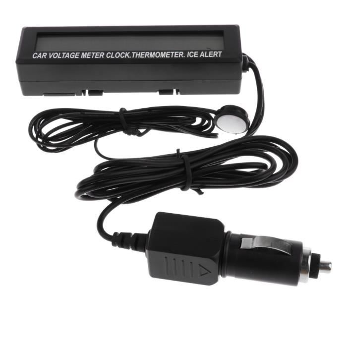 Thermomètre Numérique Voiture - Capteur Température Intérieure + Horloge LED - Mini Et Pratique