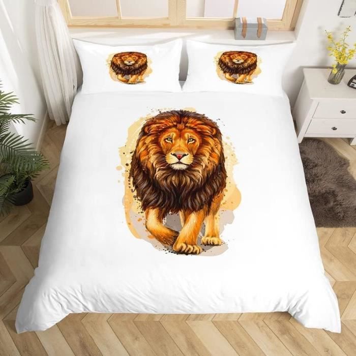 Lion Parure De Lit 140X200Cm Safari Imprimer Sets De Housse De Couette ...