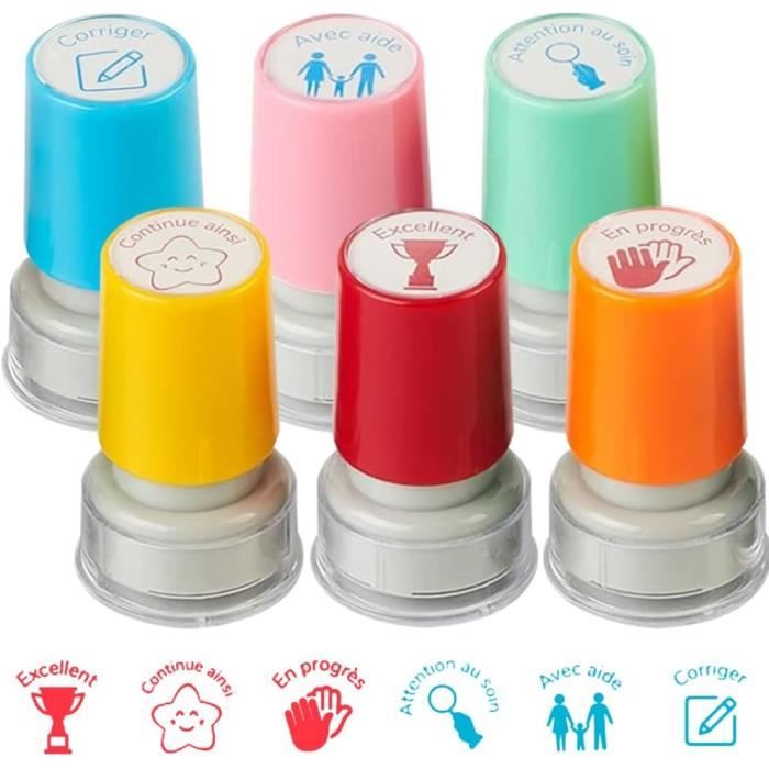 LAPONO 10pcs Tampons Auto-Encreurs pour Enseignant Tampons-Enfants De NoëL Encreurs Timbres Enfants pour Motif Multicolore Cachet Auto Encrage Cadeau Jouet éDucatif des Coloris Assortis