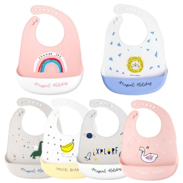 1pc Bebe Bavoir Souple Bavette En Silicone Plastique Recuperateur Ajustable Enfant Grande Poche Leger Impermeable Mignon Noel Cadeau Cdiscount Puericulture Eveil Bebe