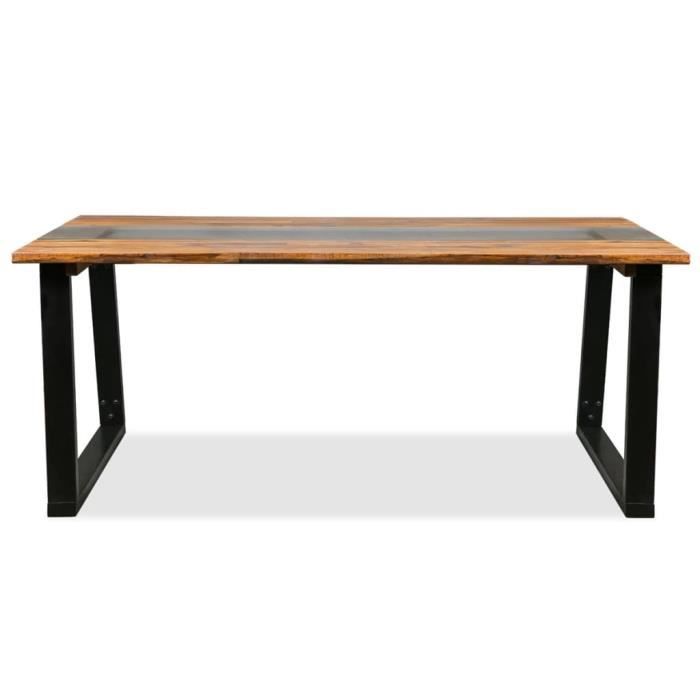 Table de salle à manger Bois d'acacia et verre 180 x 90 x 75 cm