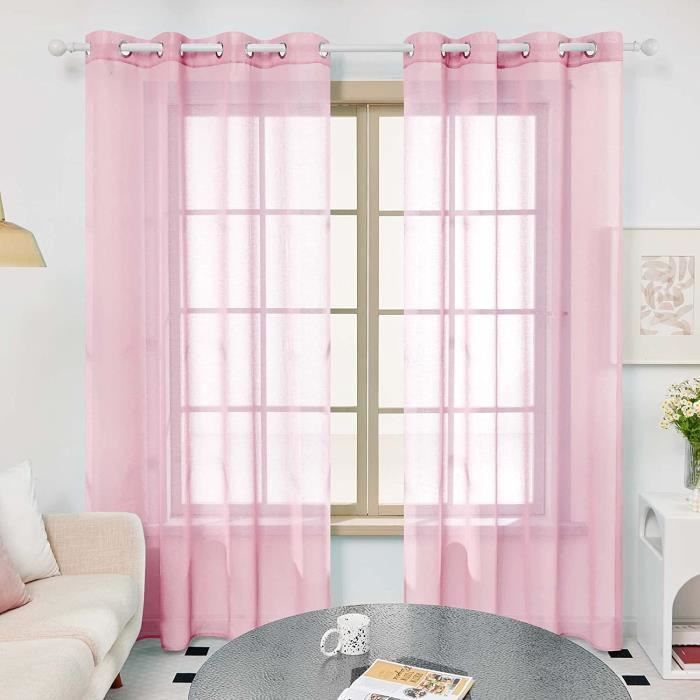 Demetex Lot De 2 Voilages En Lin Passe-Tringle - 137 X 213 Cm Pour Salon Et Chambre