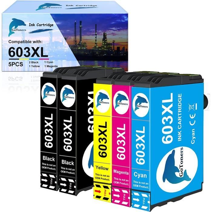 Ouguan® Lot de cartouches d'encre compatibles pour 603 XL 603 pour  EpsonXP-2100, XP-2105, XP-3100, XP-3105, XP-4100, XP-4105, WF-2810,  WF-2830, WF-2835, WF-2850 - 6 Noir / 3 Cyan / 3 Magenta / 3 Jaune :  : Informatique