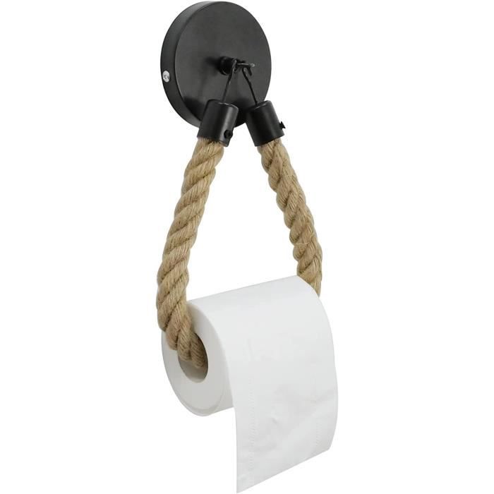 Accessoire Mural Chanvre Porte Papier Toilette Corde Chanvre - Style Vintage | Installation Facile | Pour Salle De Bain, Cuisine Poubelle Salle Bain