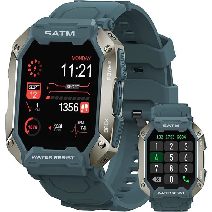 Blackview Montre Connectée Homme Militaire 2.01 Hybride Lunette Smartwatch Appels Bluetooth Lampe de poche Boussole 900 mAh - Téléphonie