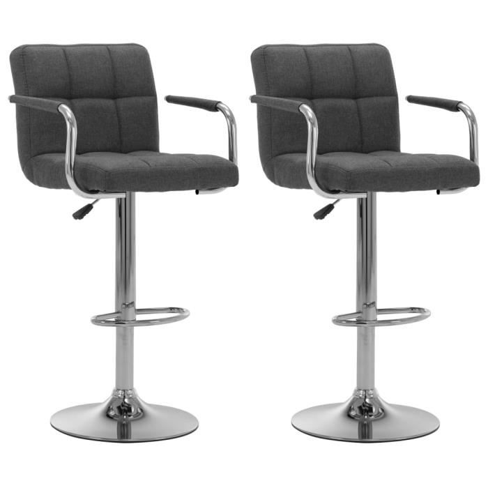 pop - market chaises de bar 2 pcs gris foncé tissu,haut de gamme®xzwyor®
