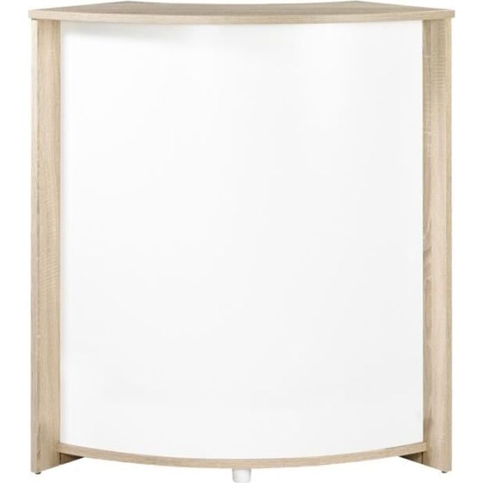 meuble-comptoir bar chêne 3 niches 96,7 x 104,8 x 44,9 cm - blanc - l 96.7 x l 44.9 x h 104.8 cm