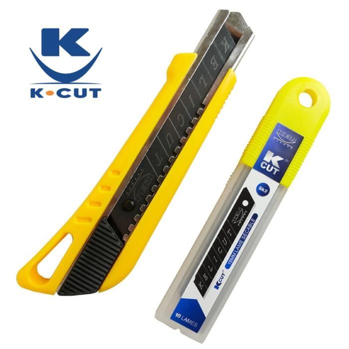 Cutter 18mm Rouge KELI avec Lame Black Blade SK2 - Durée de vie 3 fois supérieure